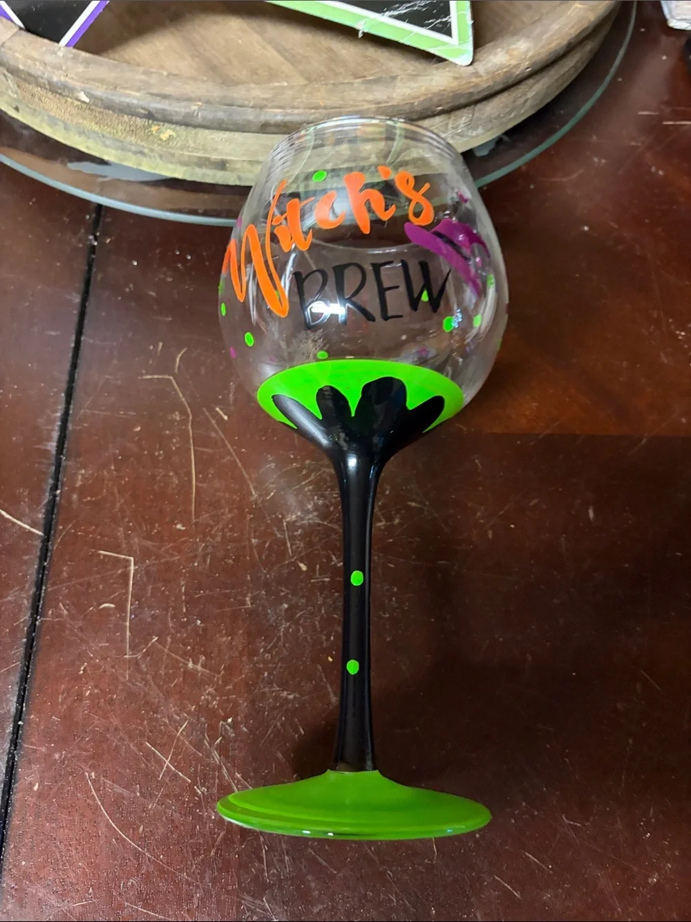Witch's Brew Green Halloween Wine Glass - Unbranded